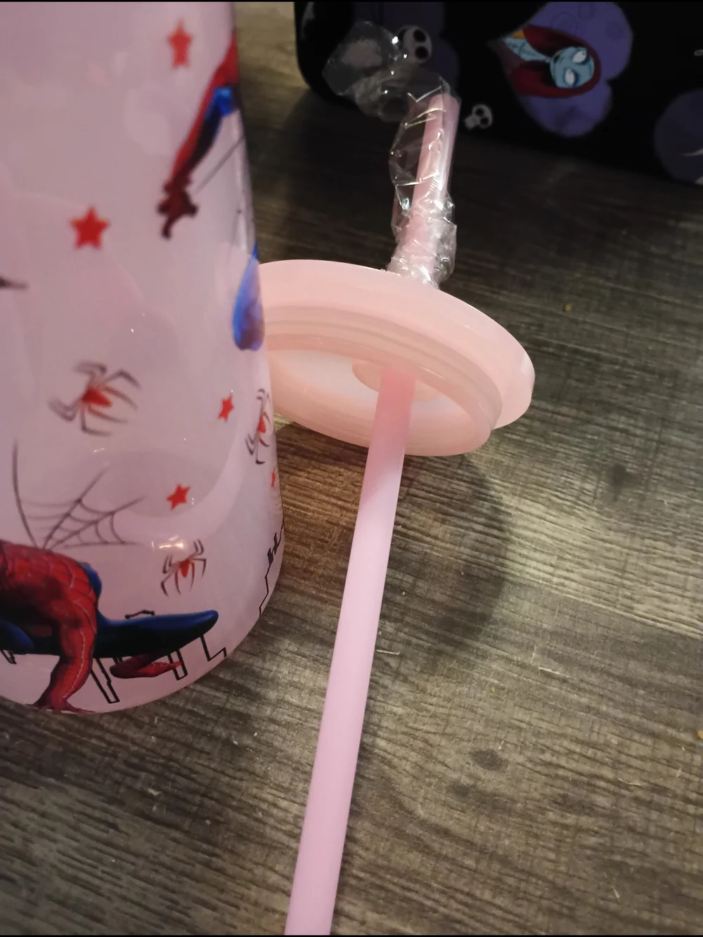 Spiderman Pink Kids Plastic Straw Cup - Official Character Design